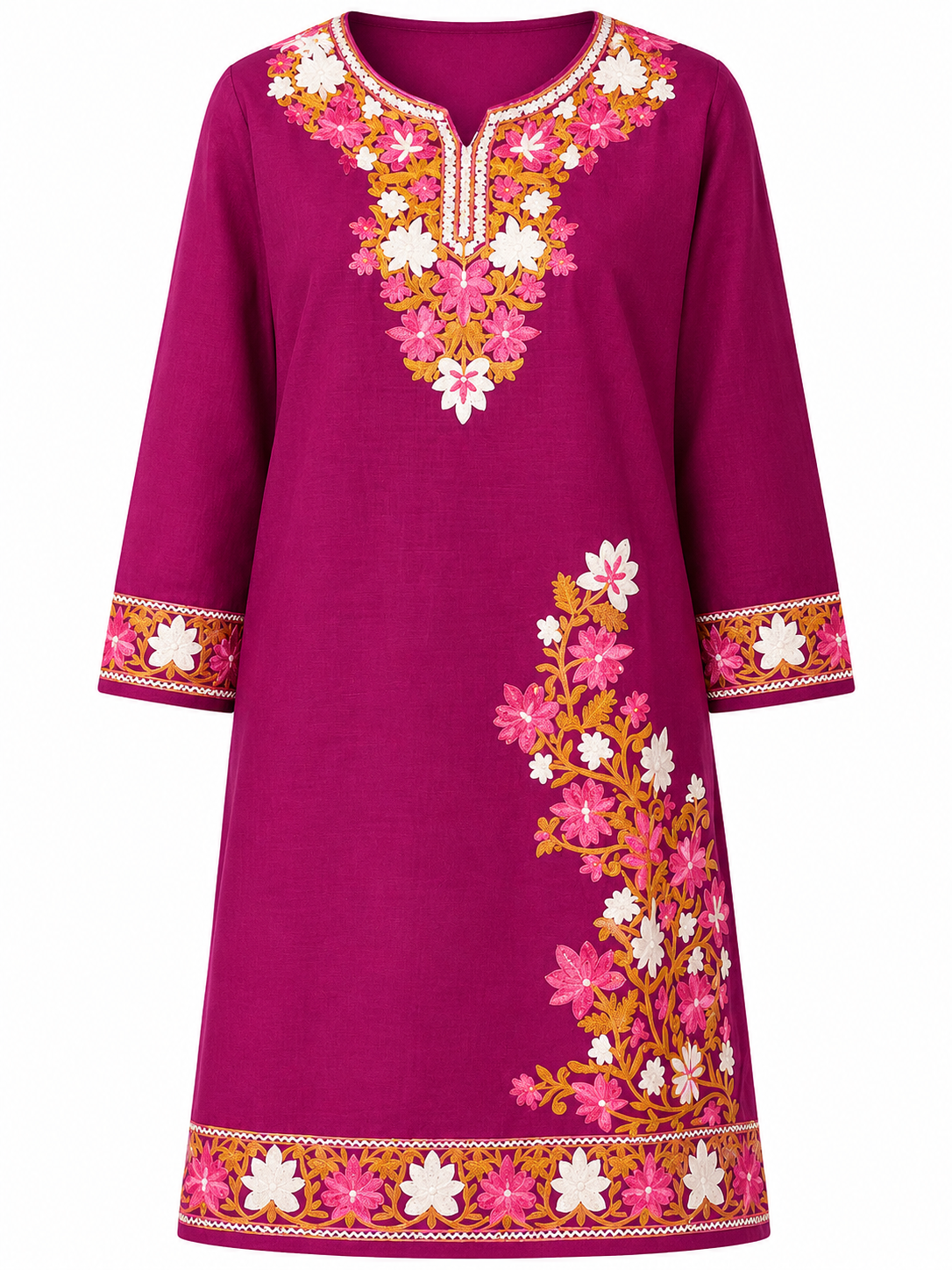 Kashmir Aari cotton Co-Ord Set | Plum